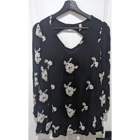 Free People | Embroidered Austin Mini Dress in Black - Picture 2 of 14